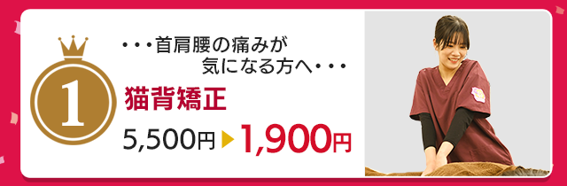 首・肩・腰の痛みに 骨盤・猫背矯正▶︎初回1,900円