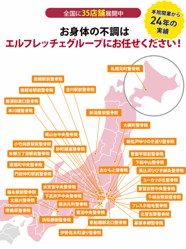 全国に35店舗展開中 お身体の不調はエルフレッチェグループにお任せください！